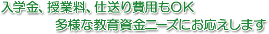 入学金、授業料、仕送り費用もOK